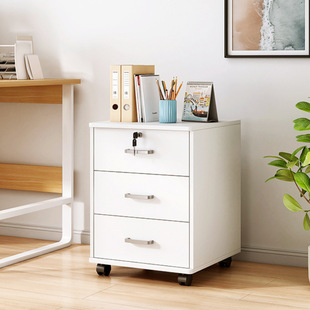 File Cabinet Office Wooden Small Cabinet with Lock Mobile Storage Cabinet Drawer Cabinet with Wheels under the Table Storage Cabinet