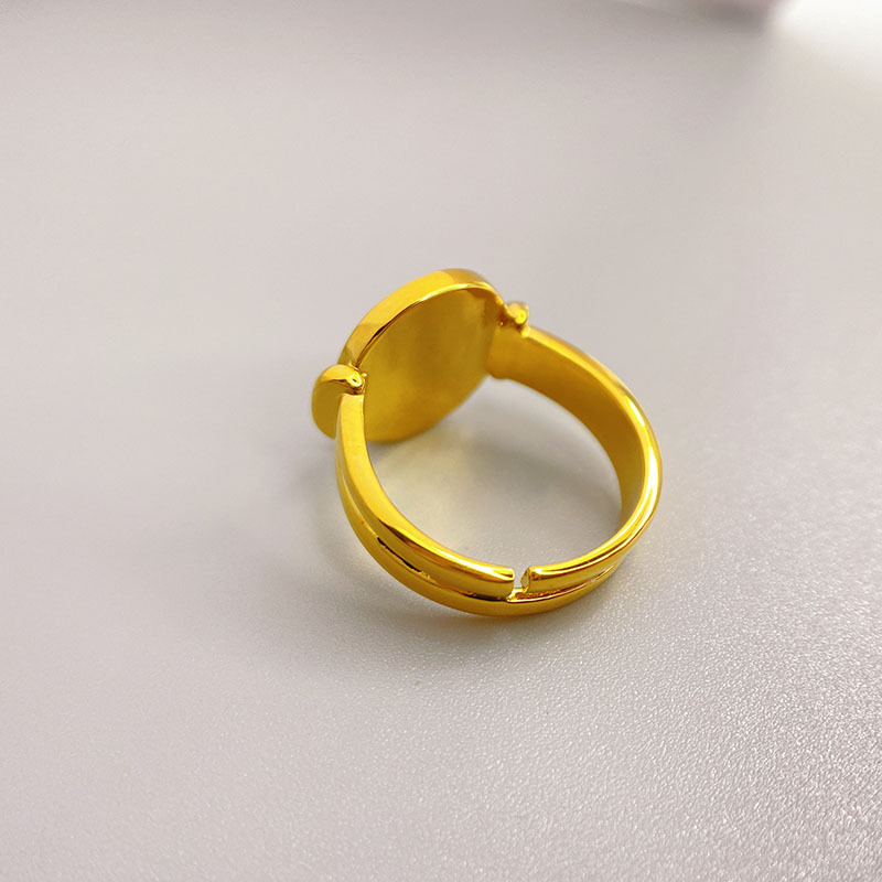 Simple Style Round Copper Inlay Artificial Gemstones Open Ring 1 Piece