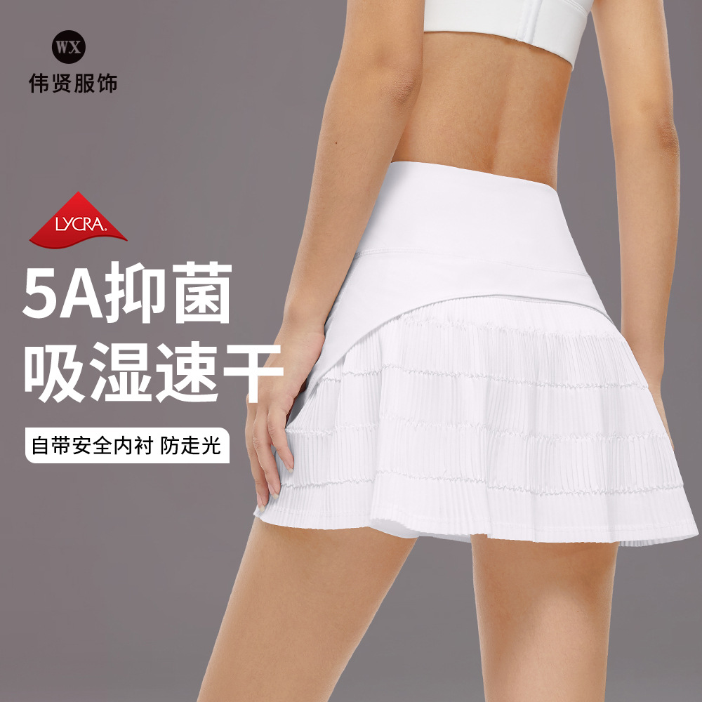 Summer Tennis Skirt Sports Pleated Skirt Women's Short Badminton Skirt Golf Yoga Running Fake Two-Piece Culottes