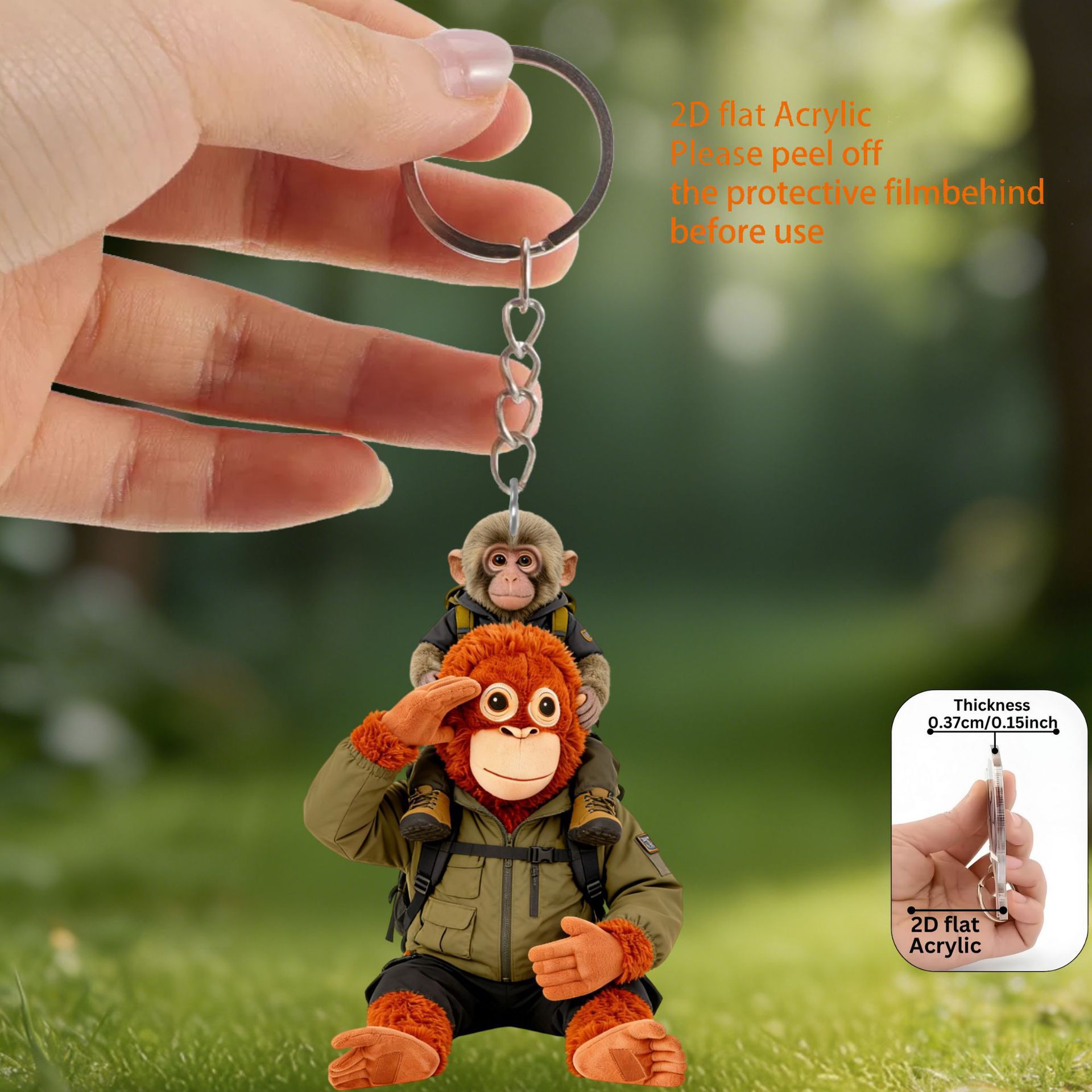 Etiquetado transfronterizo acrílico plano 2D Protect Punch The Monkey Orangutan Doll