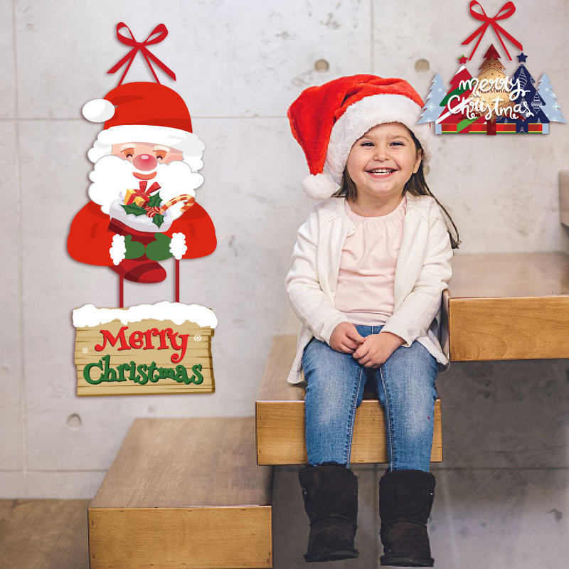 アマゾンの新しいクリスマスの装飾のドアの幅の扉は新年のパーティーのクリスマスの飾りの雪だるまのクリスマスツリーの扉を掛けます。|undefined