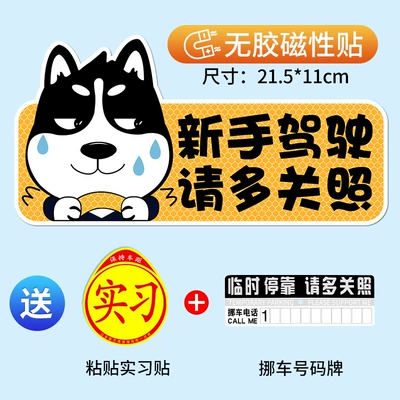 Other Automotive Exterior Supplies, Car Internship Sign Sticker for - shoot-one-shot-three-strong-reflective-and-strong-magnetichusky-horizontal-version-for-novice-driving
