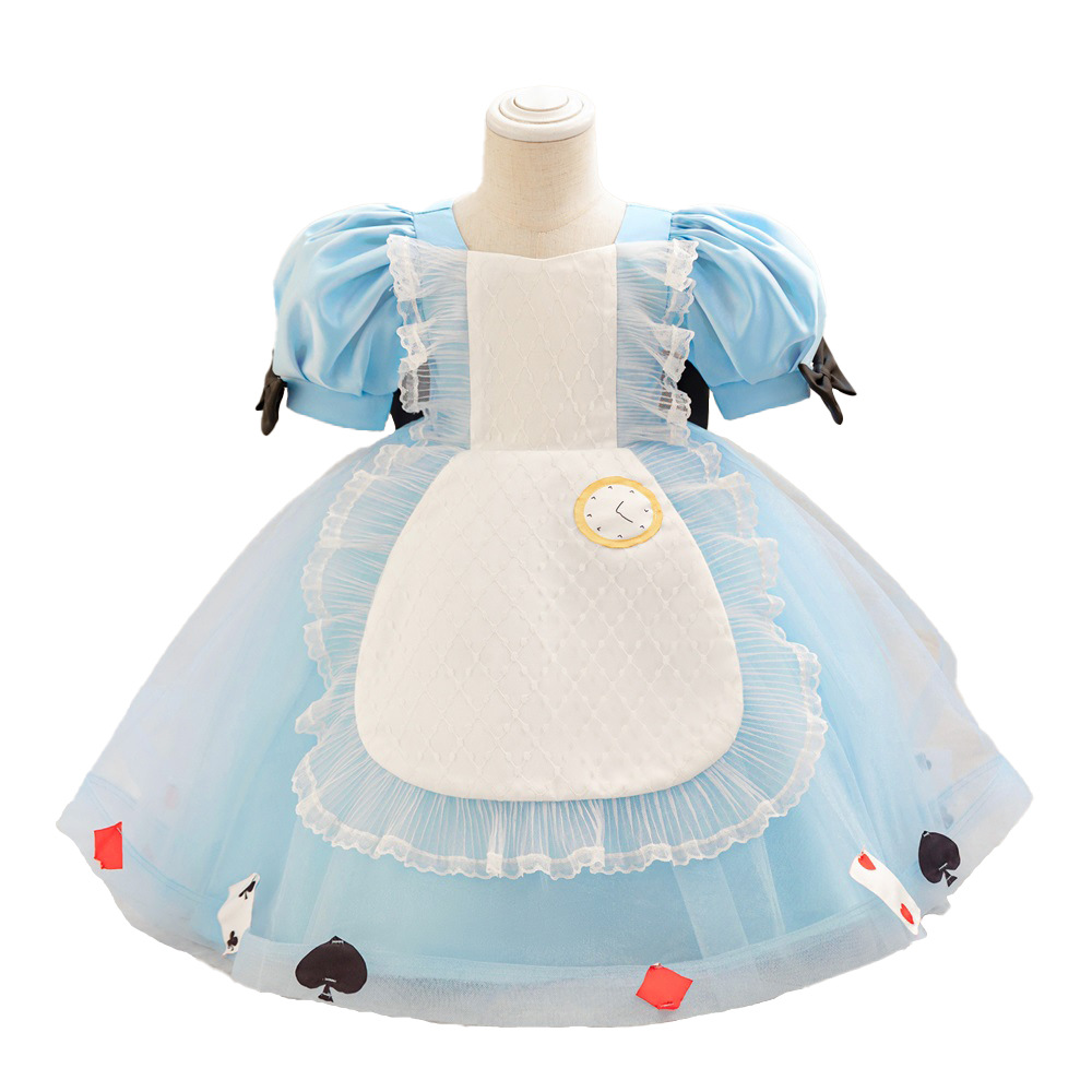 Amazon nuevo bebé cumpleaños vestido de fiesta de baño de encaje de malla de costura Lolita Pong vestido de princesa
