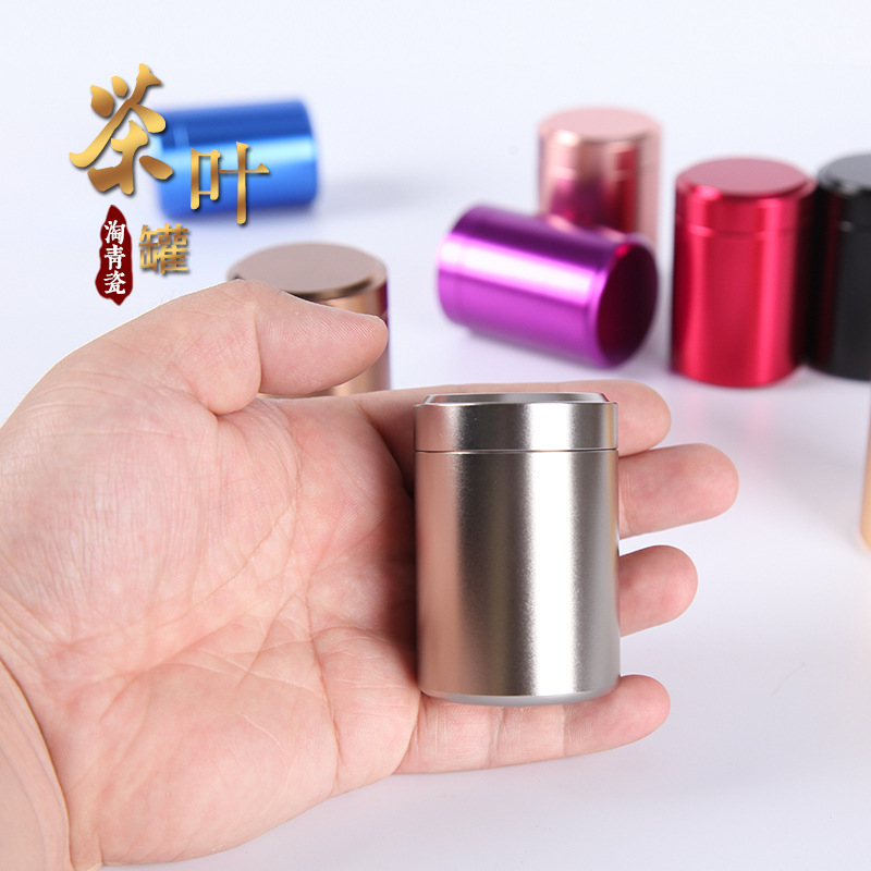 Titanium alloy small tea can, tea box, metal mini portable travel stainless steel sealed tea can
