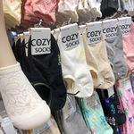 【现货】韩国袜子法式镂空雕花女士船袜COZY纯色网眼透气薄棉防滑
