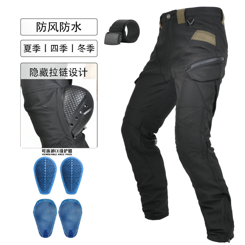 VOLERO Motocicleta Four Seasons Pantalones de ciclismo a prueba de caídas Impermeable a prueba de viento Doble capa transpirable Motocicleta Pantalones a prueba de caídas Silicona para hombre