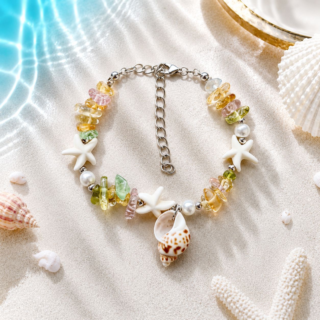 Concha natural, estrella de mar, caracola, pulsera tejida a mano, estilo oceánico, vacaciones en la playa, joyería de nicho para mujer, verano image 18