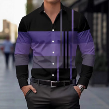 跨境欧美外贸男装新款休闲个性潮男长袖3D数码印花衬衫大码衬衣