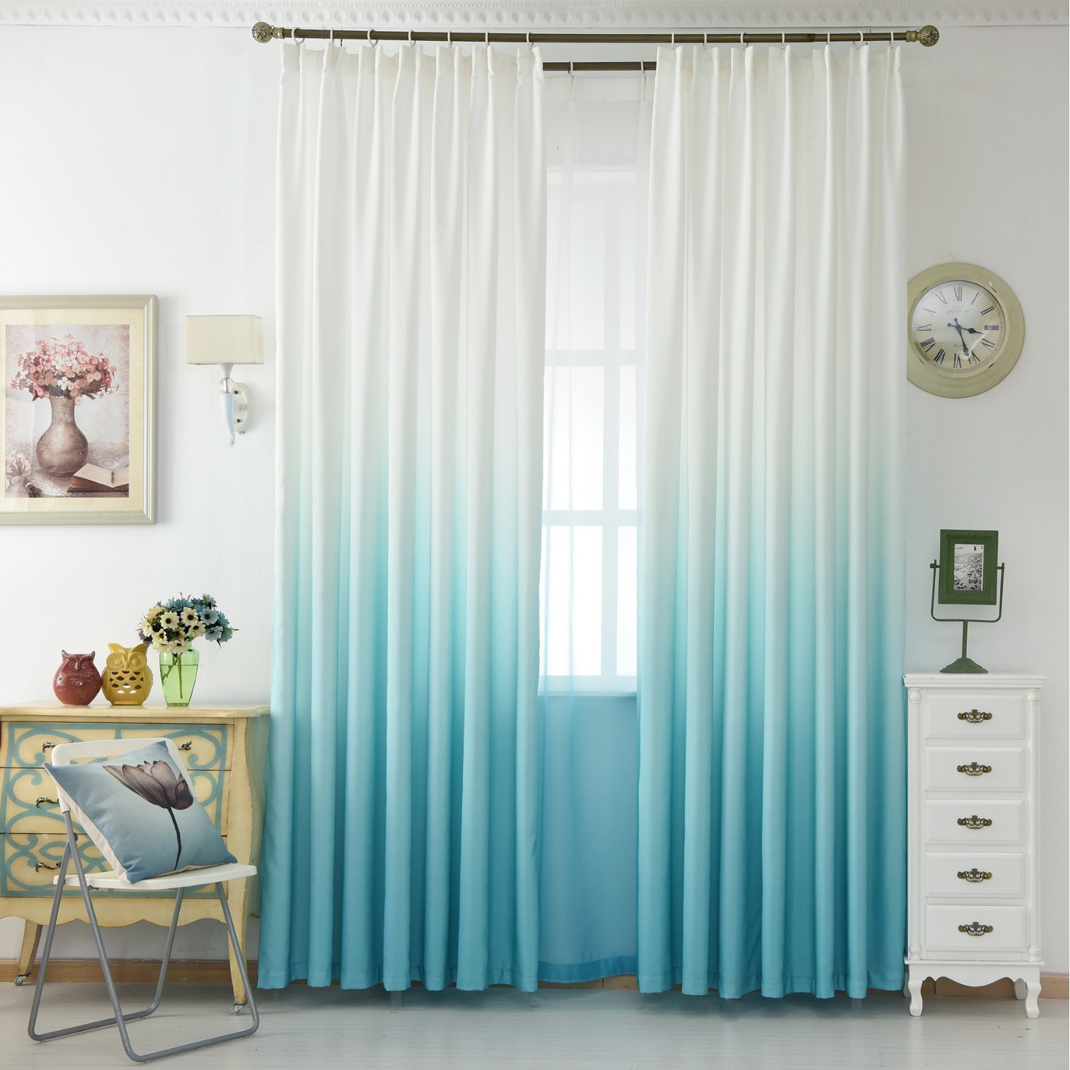 厚い特麗倫の紗のグラデーションの色を厚くします。窓の紗の客間の寝室は結婚祝いの工事の布を飾ります。