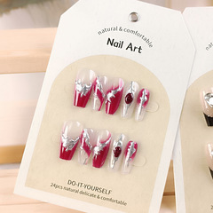小紅書純手工美甲片穿戴甲手作光療立體24片假指甲貼片可拆卸