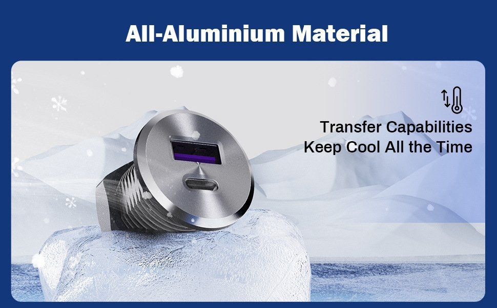 New Amazon Hot-Selling Car Modified USB Interface Pd Car Charger Aluminum Alloy Metal Car Charger Mini