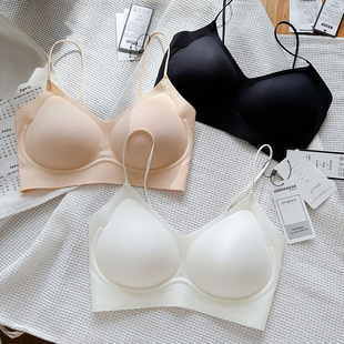 Thin, Wire-Free, Soft-Supporting Spaghetti Strap Fixed Cup Bra for Women, Breathable, Traceless, Comfortable Push-Up Bra