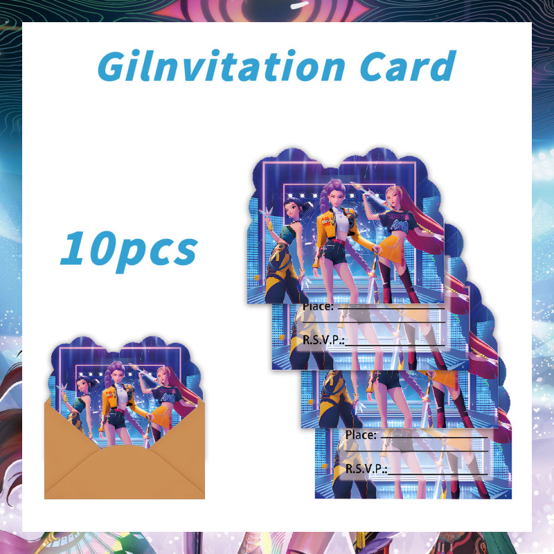 动画K-POP猎魔女团主题生日派对布置拉旗纸盘纸杯纸巾气球用品|undefined