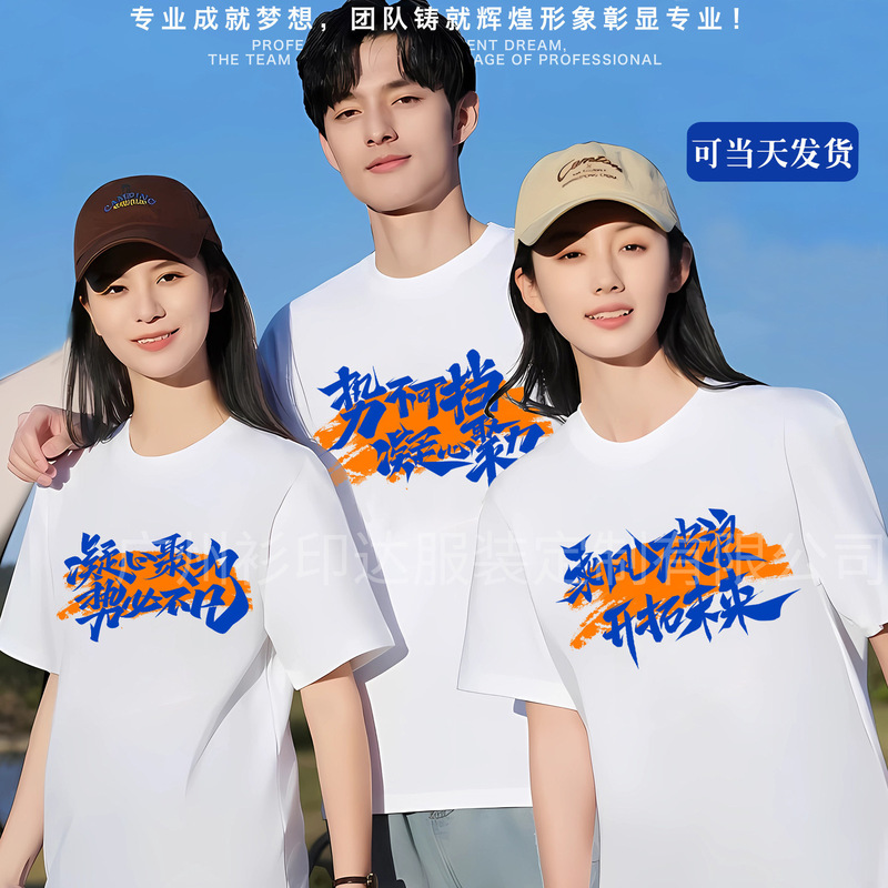 Team Workwear T-Shirts Company Anniversary Meeting Team Building Cultural Shirts Class Reunion Class Uniforms Short-Sleeved Custom Printed Logo