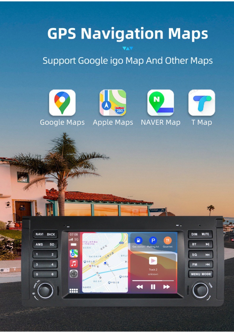 Car-Mounted Central Control Large-Screen Navigation System Suitable for Bmw X5 E53 M5 Wireless Carplay Radio Player