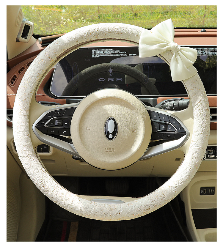 New Car Steering Wheel Cover for All Seasons and Summer, Non-Slip, Universal Fashionable Lace Female Cute Handlebar Cover, Cross-Border Supply