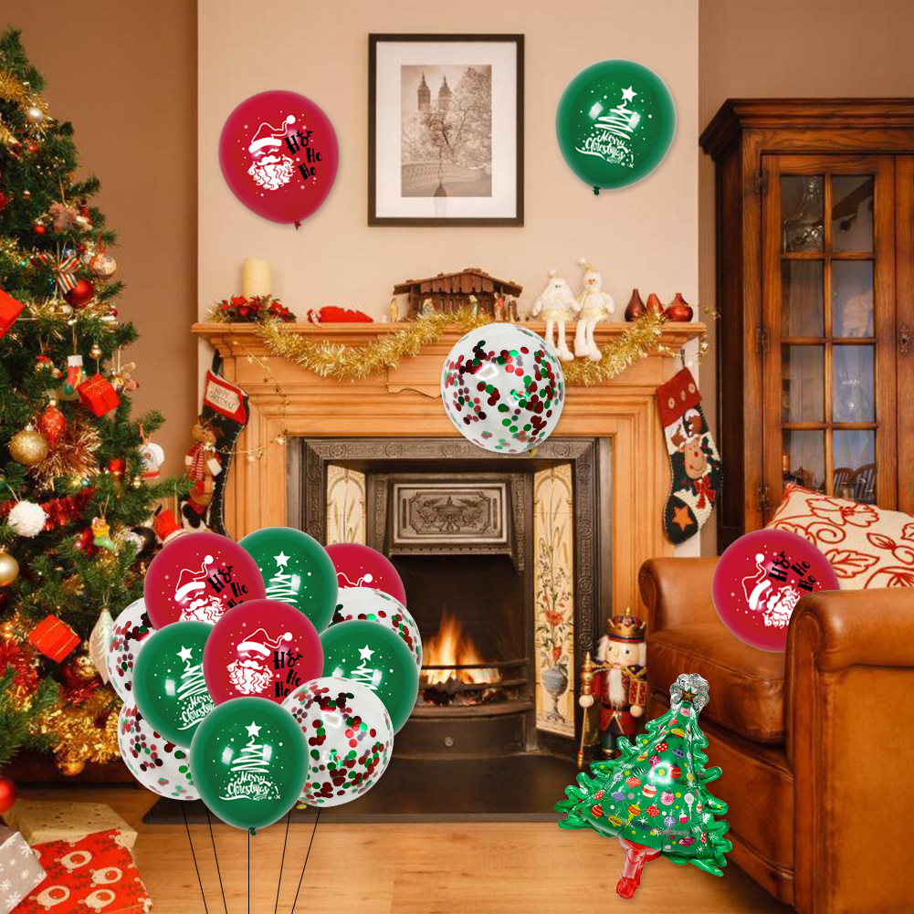 2024 Paquete de globos de Navidad nuevo tire bandera adornos en espiral globo de Navidad