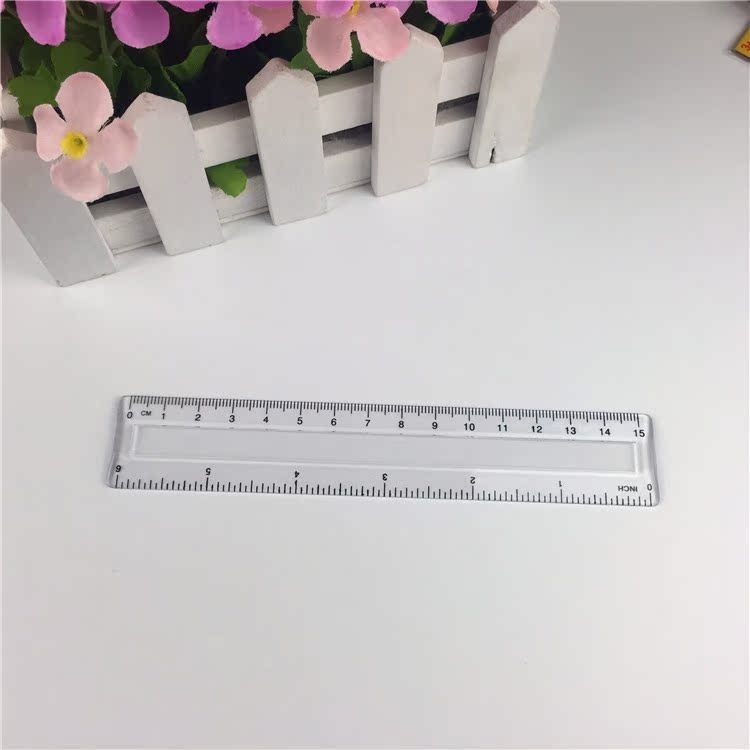 15cm透明塑料直尺卡通贴纸凹槽文具尺子学生绘图设计测量长度绘制|undefined