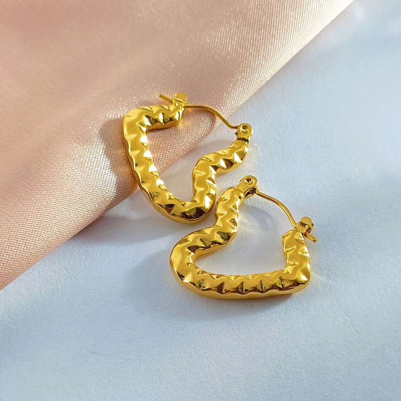 クロスボーダーヨーロッパとアメリカのステンレス鋼メッキ 18K ゴールドハイエンド油圧イヤリングファッショナブルで多用途な幾何学的なステンレス鋼イヤリング|undefined