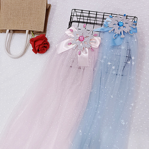Elsa Princess Snowflake Headpiece for Little Girls, Elsa Princess Dress with Veil Clips for Children