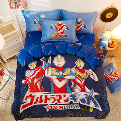 ウルトラマン子供の厚いミルクの毛の4つのセットの冬の漫画の男の子の女の子のベルベットのシーツのサンゴの毛の布団カバー