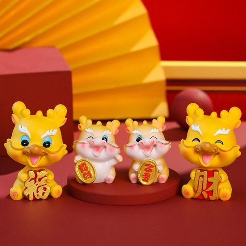 Guochao Longbao ornaments, new Chinese style car-mounted shaking head ornaments, cute trendy toy dolls, white-collar work station ornaments