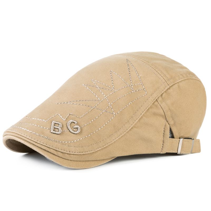 Neue Mode Entenzunge Baumwolle bestickt für Herren Freizeit Sonnenschutz Maler Baskenmütze Vorwärtshut Frühling und Herbst_voghion.com