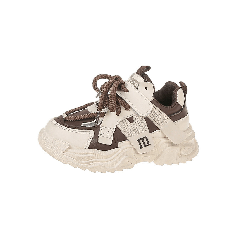 Zapatos de niñas zapatos deportivos de cuero zapatos de papá para niños 2025 primavera y otoño nuevos zapatos casuales transpirables con suela suave para niños grandes