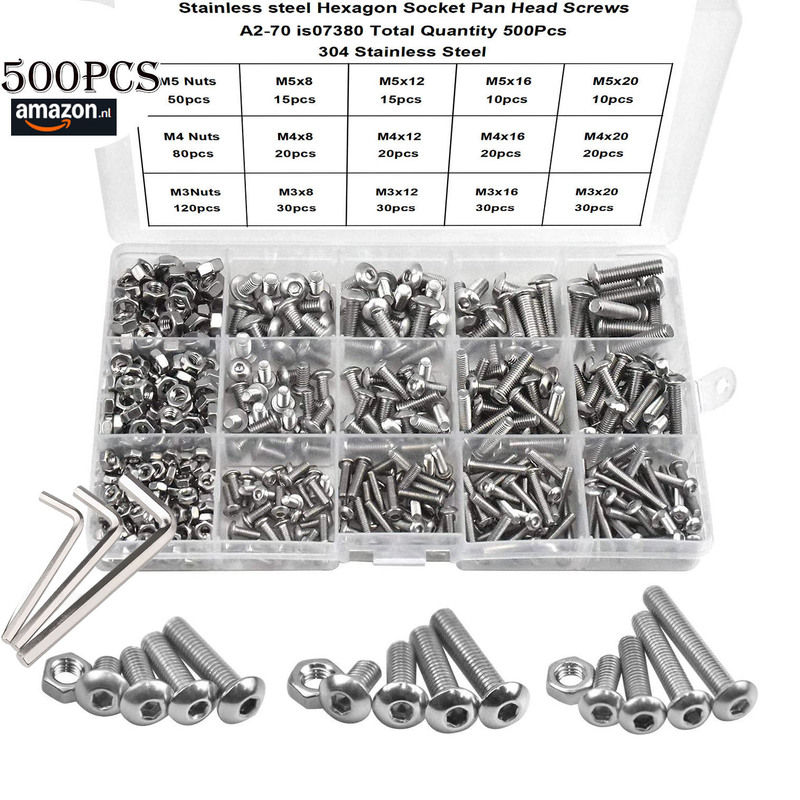 500pcs304 ステンレス鋼カップフラットカップ/カップヘッド六角ネジナットレンチセット M3M4M5 ネジ|undefined