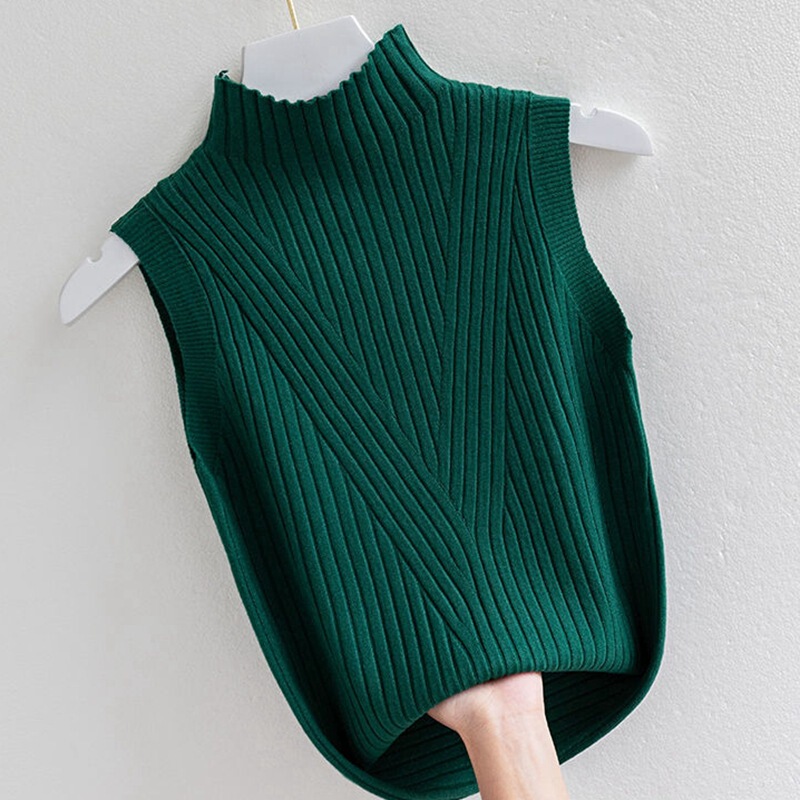 Dongguan Dalang sweater sweater sleeveless half turtleneck Vest Women's thread inner pullover bottoming shirt top