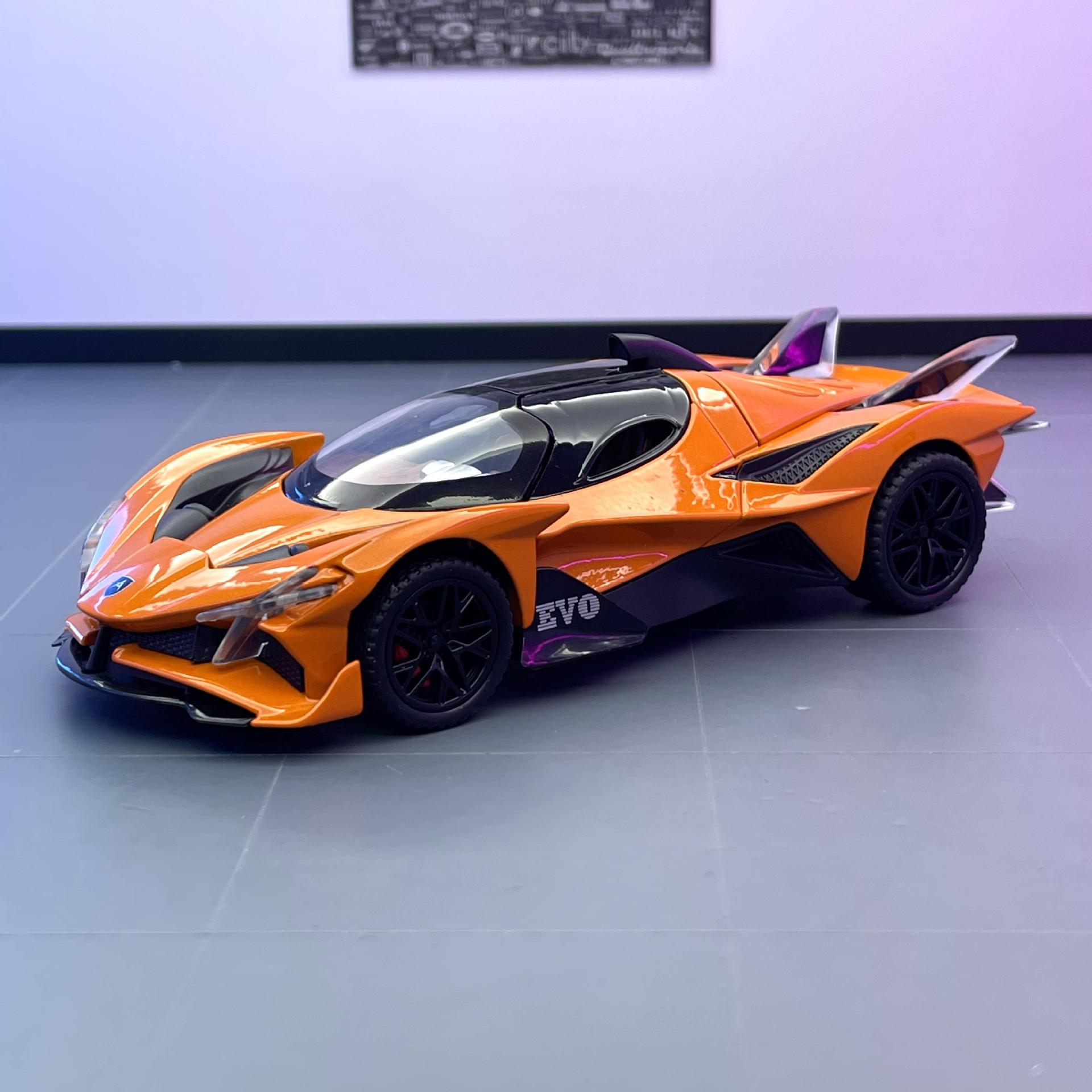 Lijiaxin simulación modelo de coche de aleación 1:32 Apollo Sol Dios Tire hacia atrás coche deportivo sonido y luz modelo de coche de juguete adornos