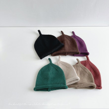 日系奶嘴帽简约儿童毛线帽宝宝秋冬保暖针织帽子韩国潮童套头帽