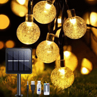 Рождественская светодиодная лампочка на солнечной энергии, светодиодное украшение