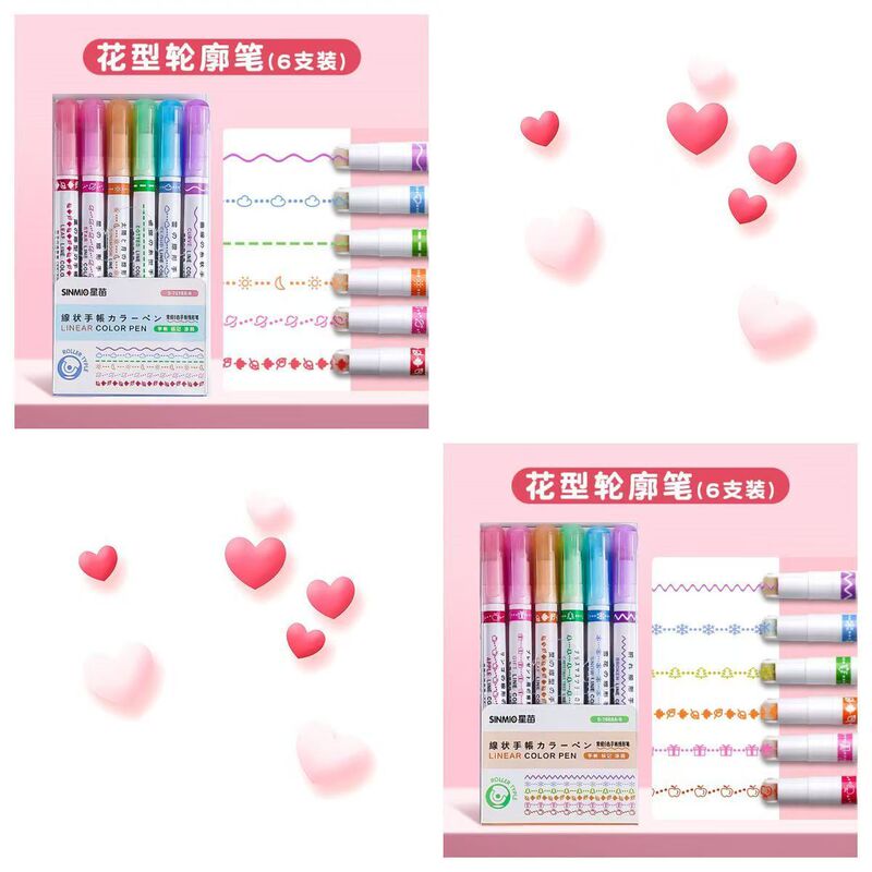 花型輪郭ペン、カーブペン、メモを取るためのカラーペン、手書き新聞専用手帳ペン、学生用スクライビングペン、速乾性|undefined