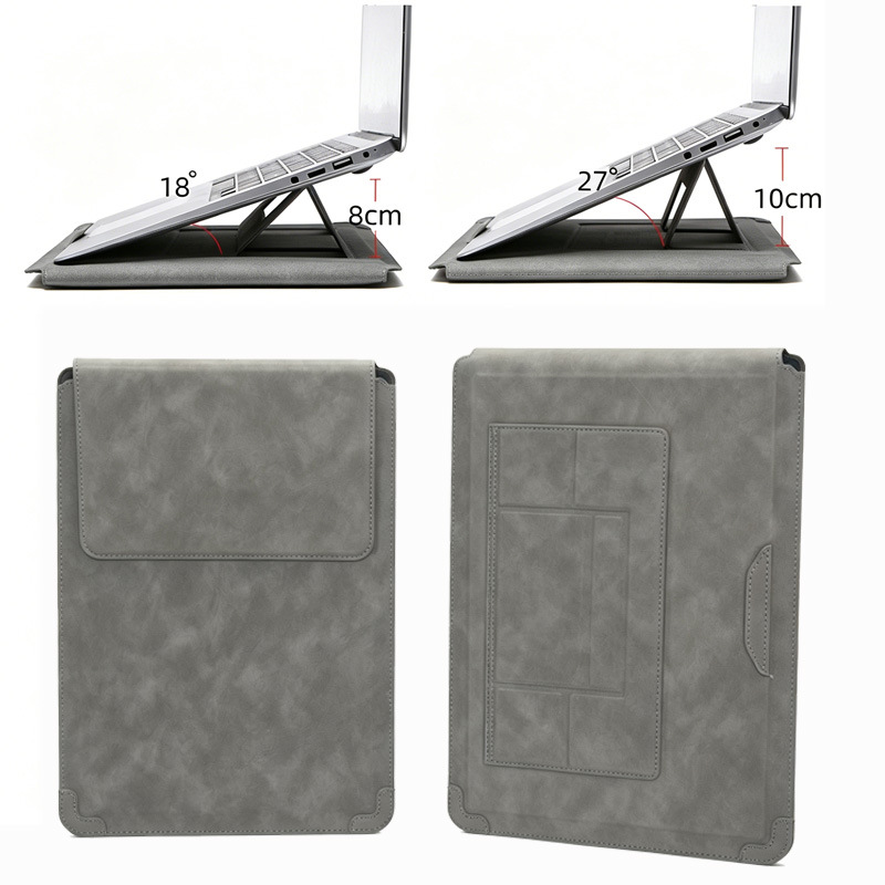 High-end PU 13inch~15.4inch Laptop Bag with Dual Adjustable Stand Protective Cover for MacBook 16.1inch