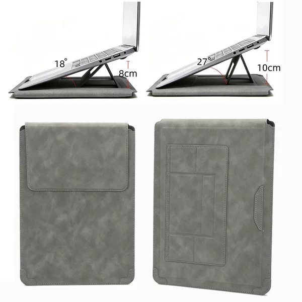 High-end PU 13inch~15.4inch Laptop Bag with Dual Adjustable Stand Protective Cover for MacBook 16.1inch