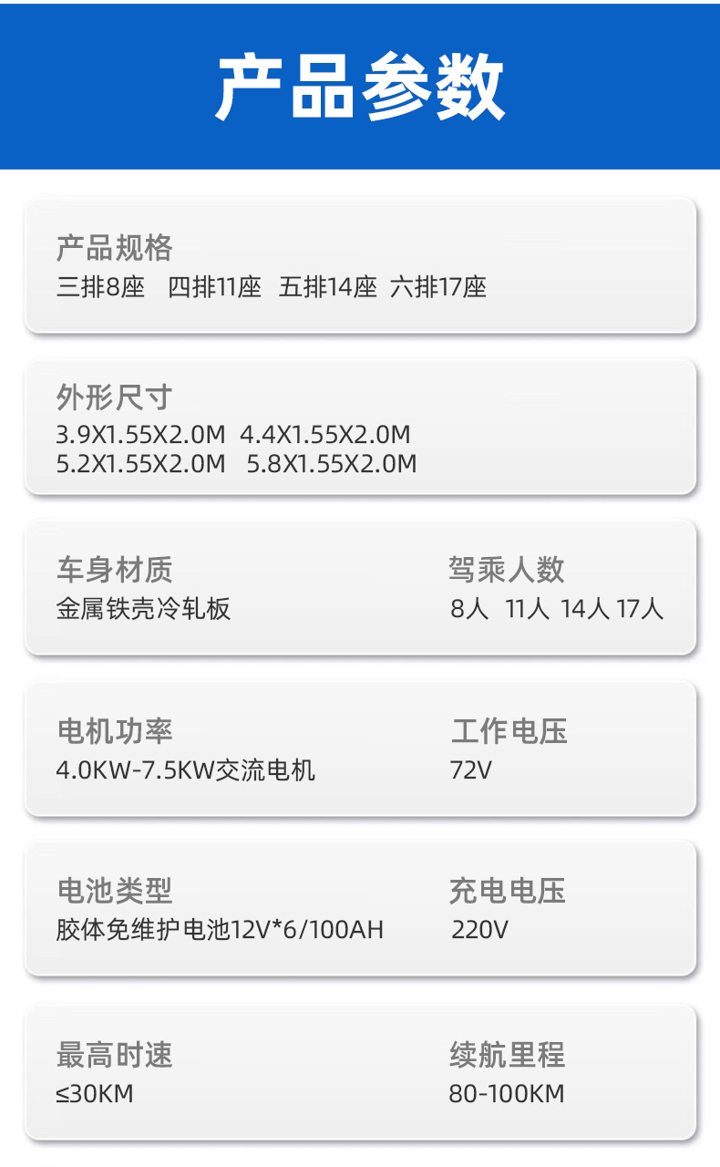 8-17 Seat Electric Four-Wheel Tourist Sightseeing Vehicle for Scenic Spots, Sales Offices, House Viewings, and School Shuttles