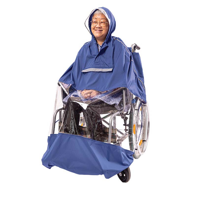 Cross-Border Nylon Pu Lightweight Transparent Waterproof Poncho for the Elderly and Disabled, Wheelchair Raincoat, Reflective Raincoat
