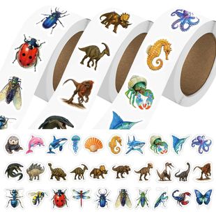 Cross-Border Dinosaur Animal Sticker Roll 500 Kidsren's Reward Handbook Material DIY Stationery Gift Decorative Tape Wholesale
