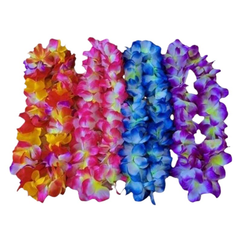 Nuevo espectáculo de danza de fiesta transfronteriza guirnalda de 11 cm de tela de poliéster hawaiana guirnalda de color de cuello de flor artificial