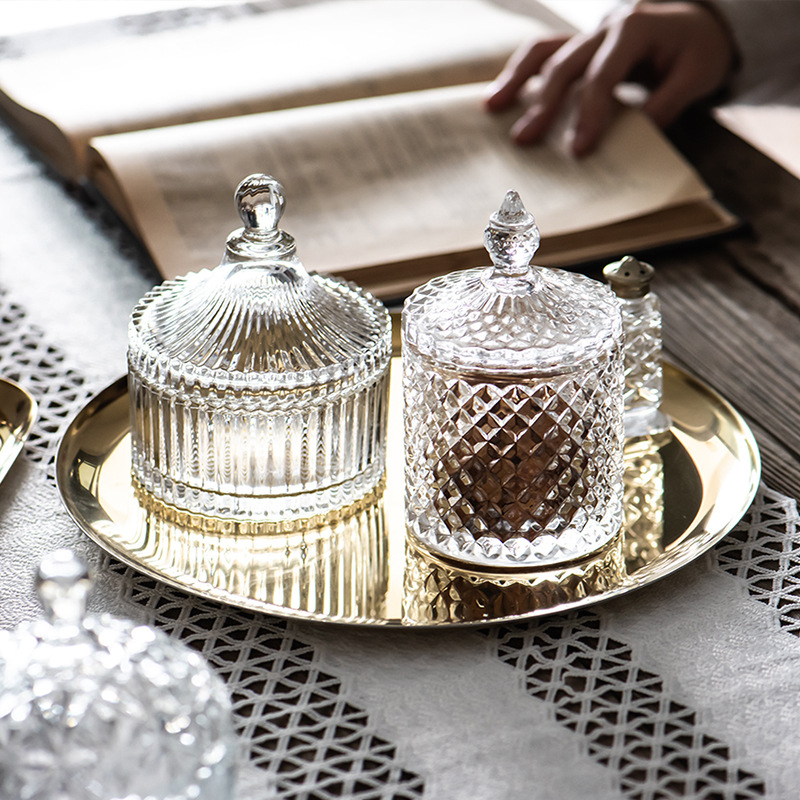 Wholesale light luxury style home decoration ornaments jewelry box ashtray photo prop glass candy dish