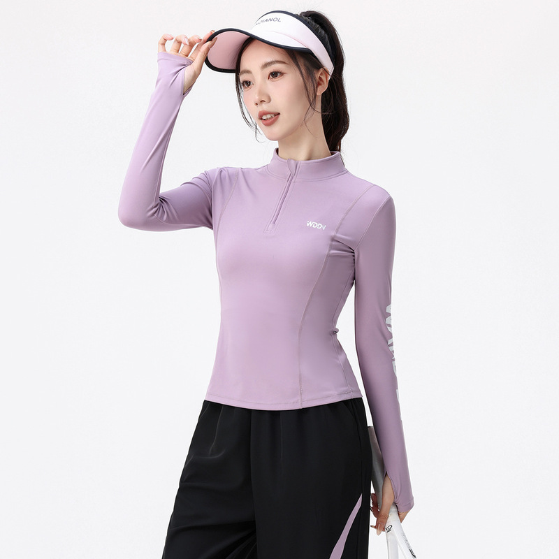 Spring and Autumn Half Zipper Fitness Clothes Internet Celebrant Top Professional Training Sports T-shirt Outdoor Quick-drying Clothes Women's Long Sleeve