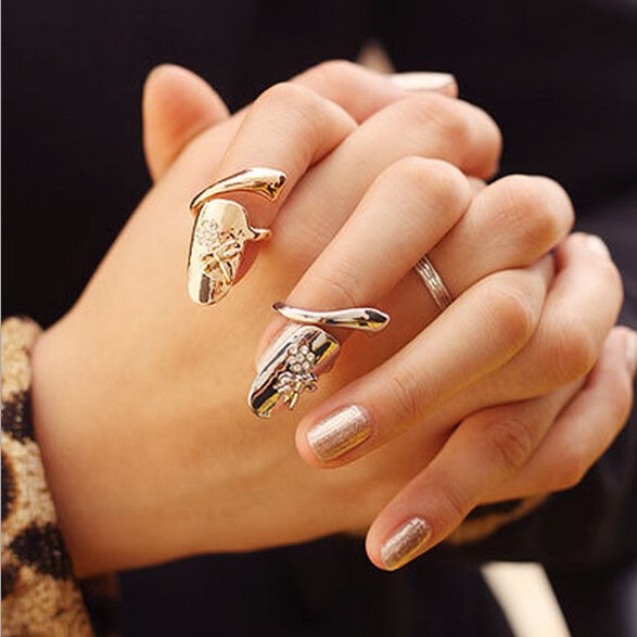 Factory direct European and American nail cover ring female Korean nail art fashion temperament ring jewelry wholesale foreign trade