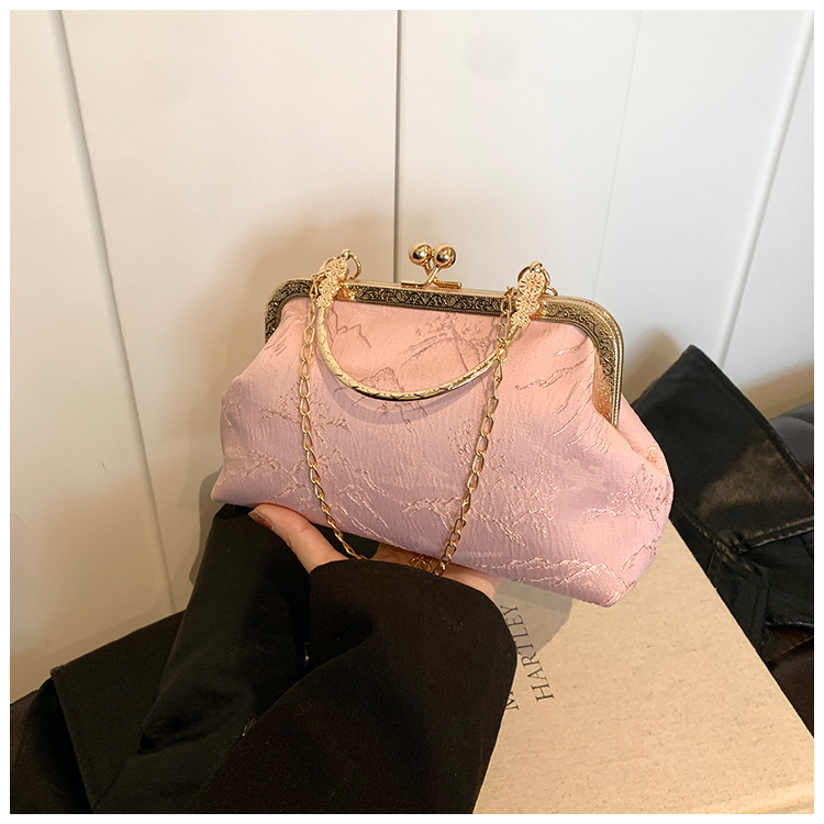 新しいチャイナドレスバッグ、中国風の刺繍バッグ、女性の中国風のレトロなポータブルクロスボディバッグ、多用途のチェーンイブニングバッグ|undefined