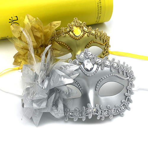 Halloween props carnival side flower masquerade mask half face Italian catwalk children adult eye mask princess