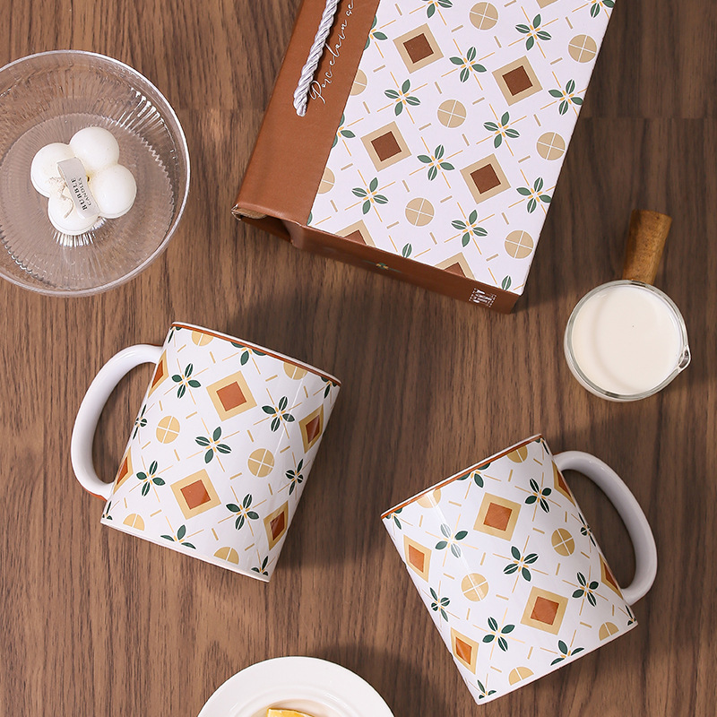 Retro Gift Ceramic Cup Gift Box Set Household Water Cup Mug Water Cup Event Gift Souvenir Return Gift