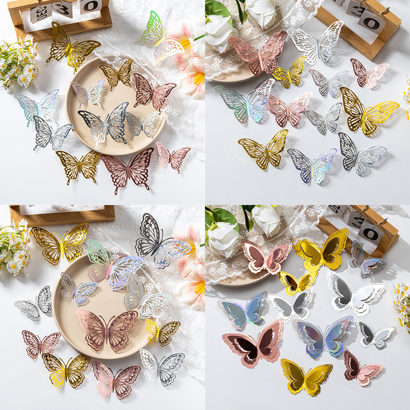 3D estereoscópico mariposa pared pegatinas decoración de alta sensación autoadhesiva casera diseño festivo de bodas caseras pegatinas creativas festivas