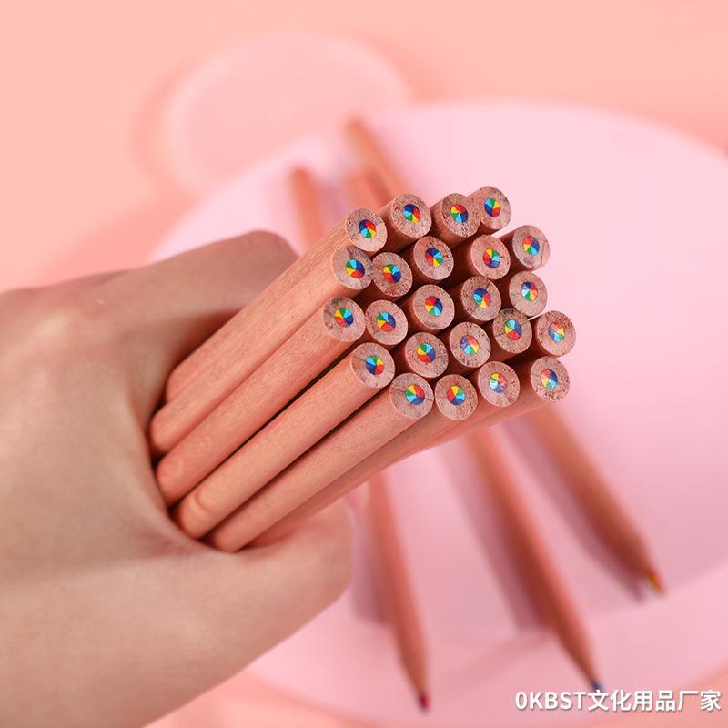 48-pieza barril Arco Iris lápiz 7-color multicolor registro Arco Iris degradado color plomo Escuela Primaria estudiante pintura lápiz