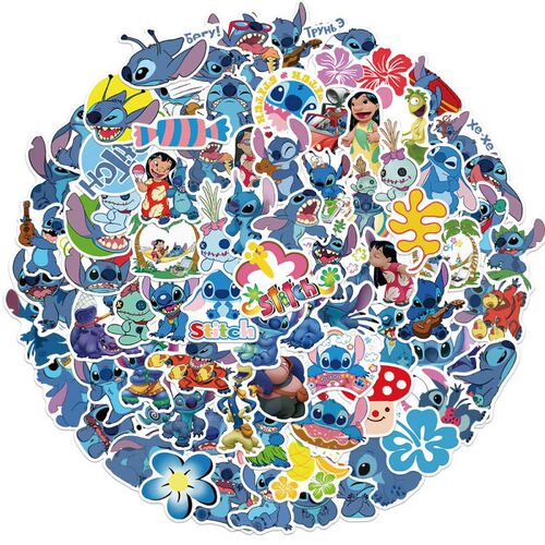 100 Animated Movie Lilo & Stitch Doodle Sticker Luggage Decor DIY Cartoon Sticker Wholesale