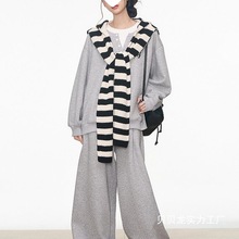 松弛假日 秋装休闲运动灰色卫衣套装女韩系通勤感长裤三件套